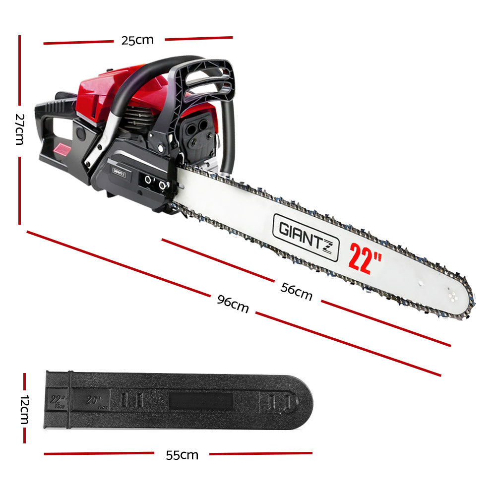 GIANTZ 58cc Commercial Petrol Chainsaw 22 Bar E-Start Chains Saw Tree Pruning