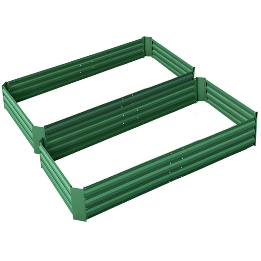 Greenfingers Garden Bed 2PCS 210X90X30cm Galvanised Steel Raised Planter Green