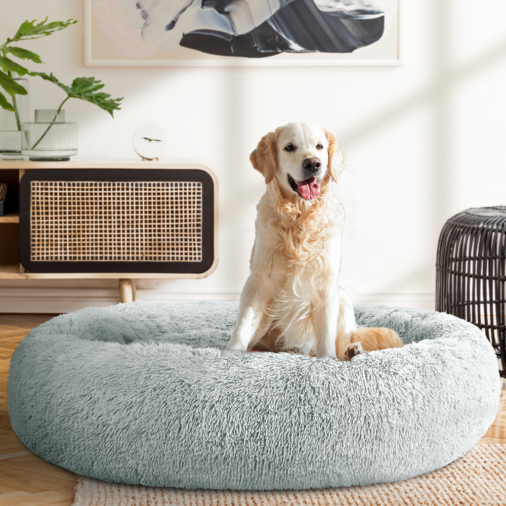 i.Pet Pet bed Dog Cat Calming Pet bed Extra Large 110cm Light Grey Sleeping Comfy Washable