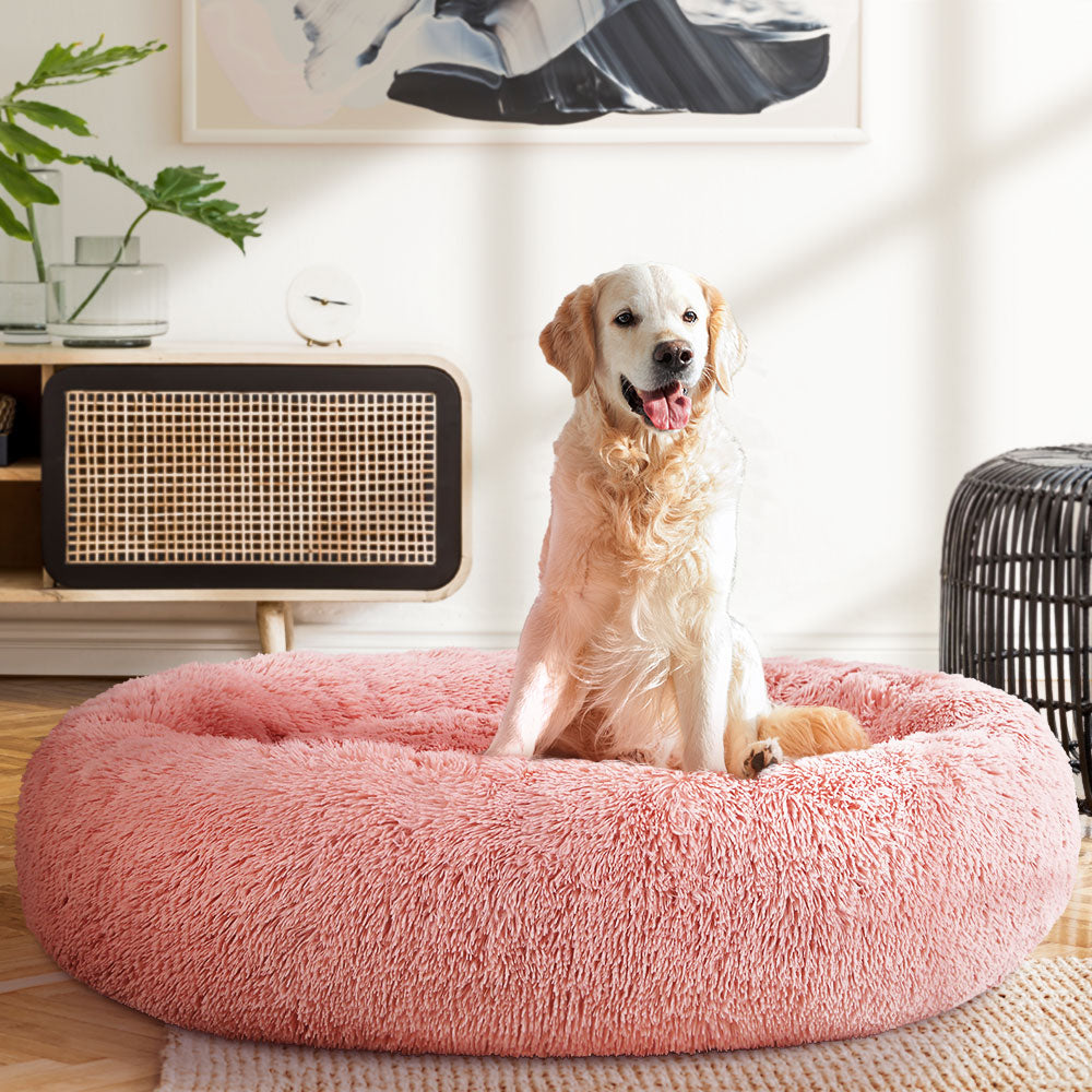 i.Pet Pet bed Dog Cat Calming Pet bed Extra Large 110cm Pink Sleeping Comfy Washable