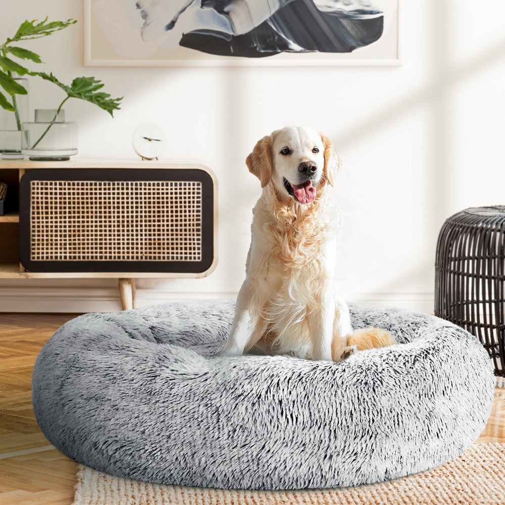 i.Pet Pet bed Dog Cat Calming Pet bed Large 90cm Charcoal Sleeping Comfy Cave Washable
