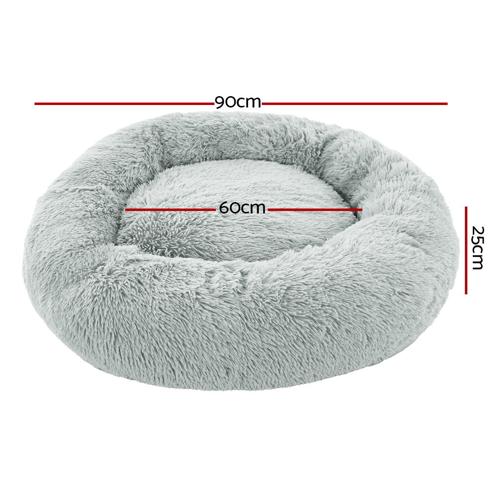 i.Pet Pet bed Dog Cat Calming Pet bed Large 90cm Light Grey Sleeping Comfy Cave Washable