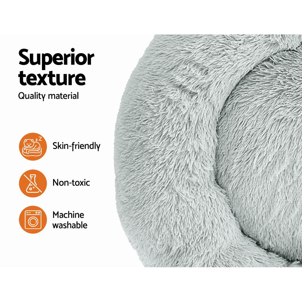 i.Pet Pet bed Dog Cat Calming Pet bed Large 90cm Light Grey Sleeping Comfy Cave Washable