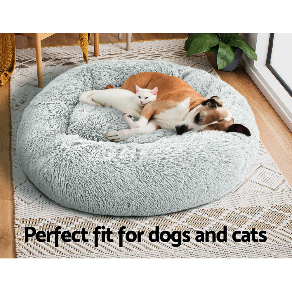 i.Pet Pet bed Dog Cat Calming Pet bed Large 90cm Light Grey Sleeping Comfy Cave Washable