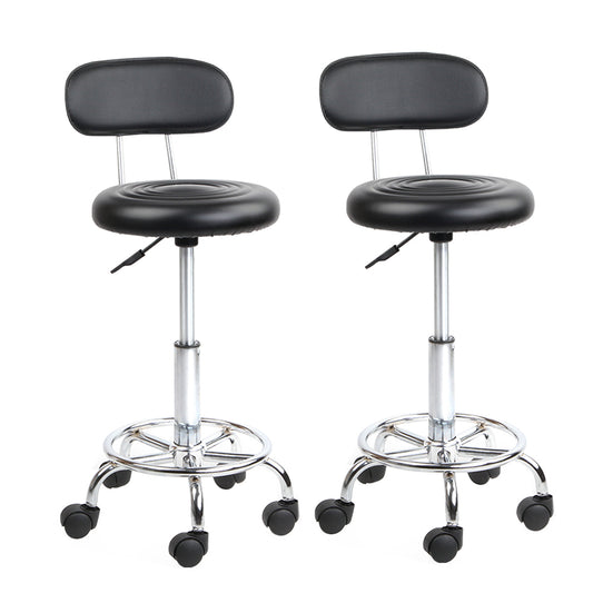 Artiss set of 2 Salon Stool Swivel Chair Backrest Barber Hairdressing Hydraulic Height