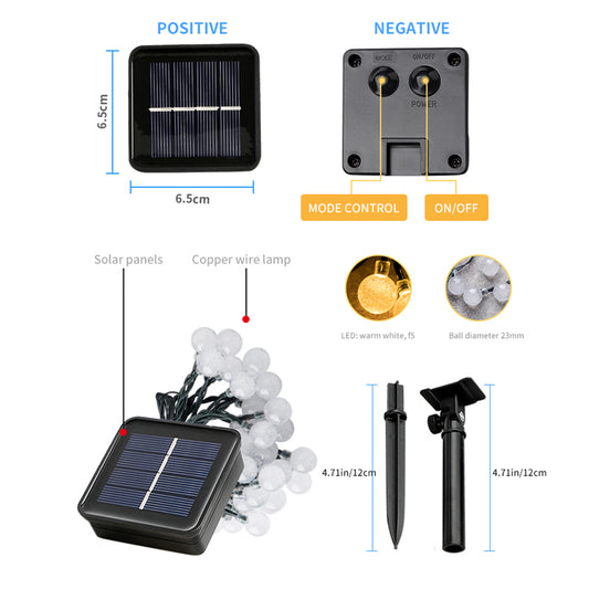 Milano Decor Solar Powered Outdoor Festoon Lights - White - 30 Lights