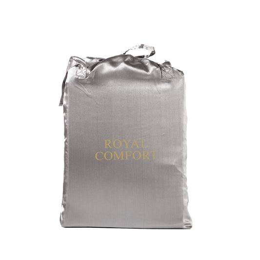 Royal Comfort Satin Sheet Set 3 Piece Fitted Sheet Pillowcase Soft - King - Charcoal