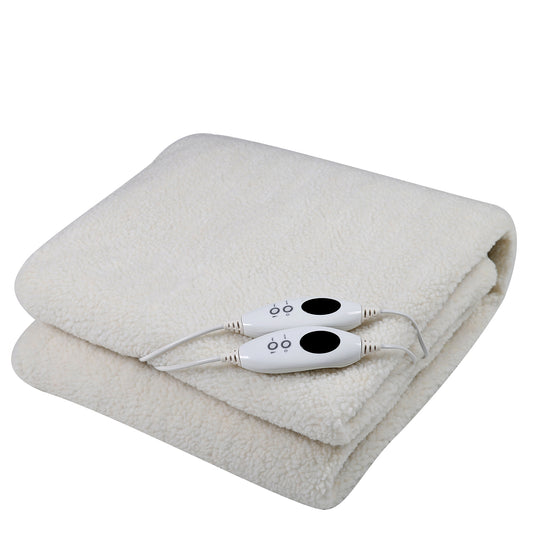 Royal Comfort Fleece Top Electric Blanket Fitted Heated Winter Underlay - King - White