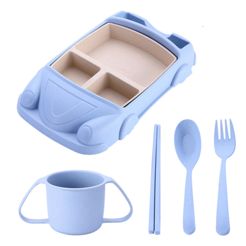 Kids Car Bowl Set - Bamboo Wheat Straw