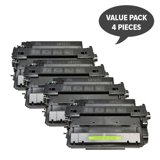 HP Compatible CE255X #55X Black Compatible Laser Toner x 4