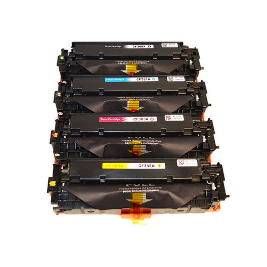 HP Compatible CF380X #312X Series Premium Generic Remanufactured Laser Toner Cartridge Set (4 cartridges)