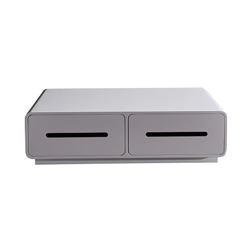 Coffee Table High Gloss Finish Shiny White Colour with 2 Drawers Storage