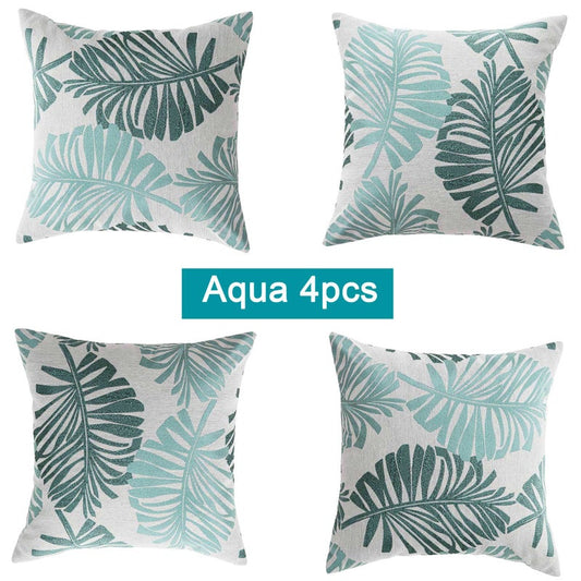 Luxton Cotton Linen Tropical Palm Cushion Covers 4pcs Pack