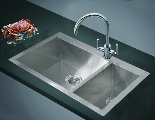 745x470mm Handmade Stainless Steel Topmount Kitchen Sink with Waste