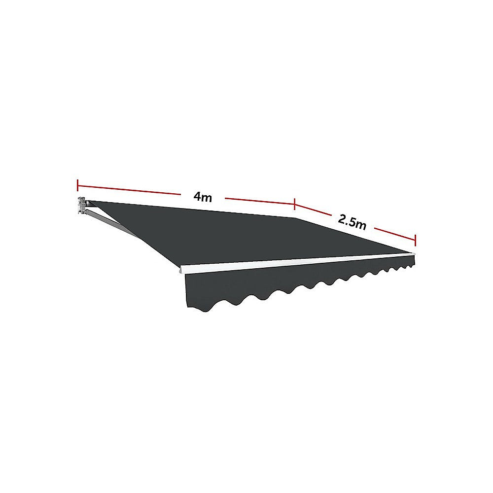 Motorised Outdoor Folding Arm Awning Retractable Sunshade Canopy Grey 4.0m x 2.5m