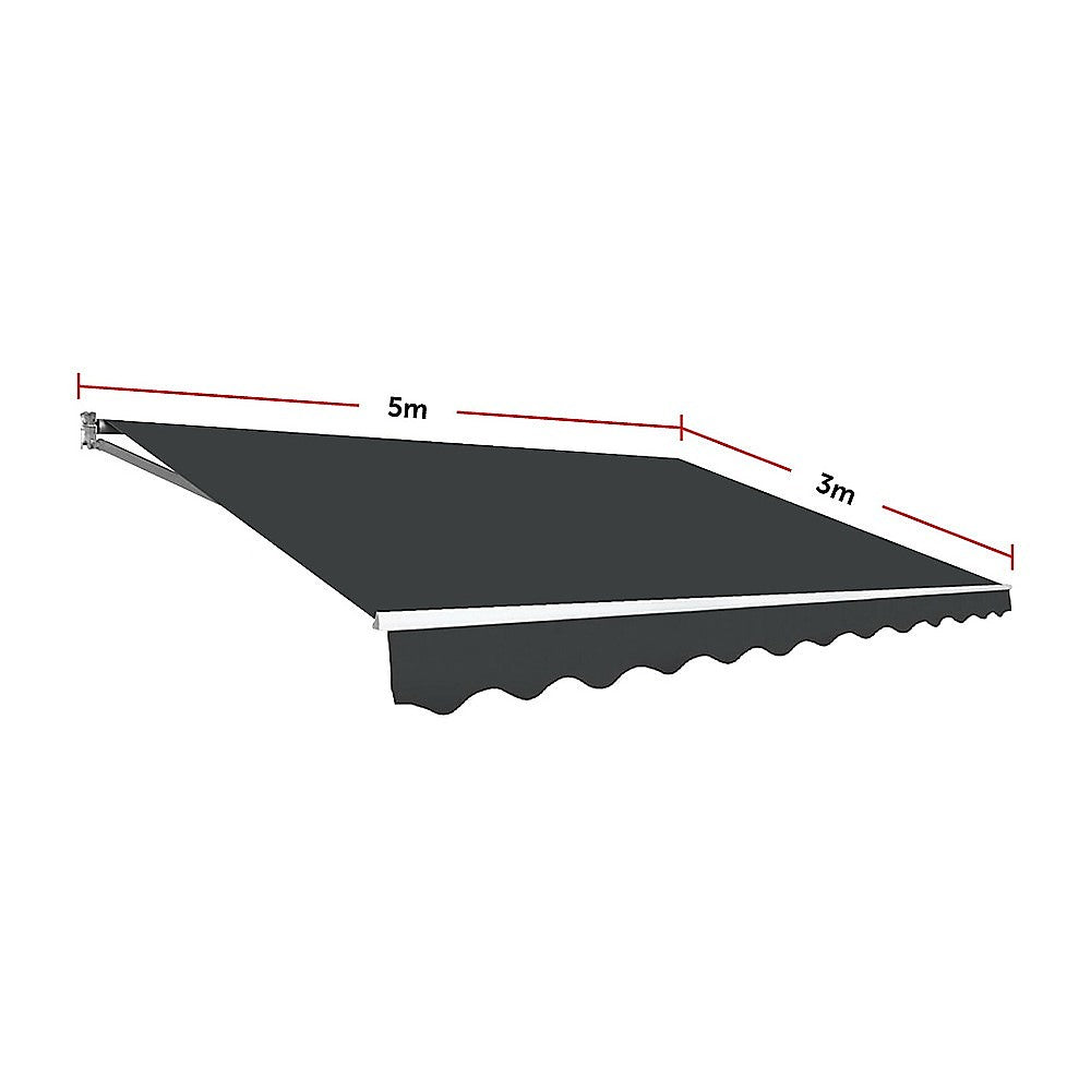 Motorised Outdoor Folding Arm Awning Retractable Sunshade Canopy Grey 5.0m x 3.0m