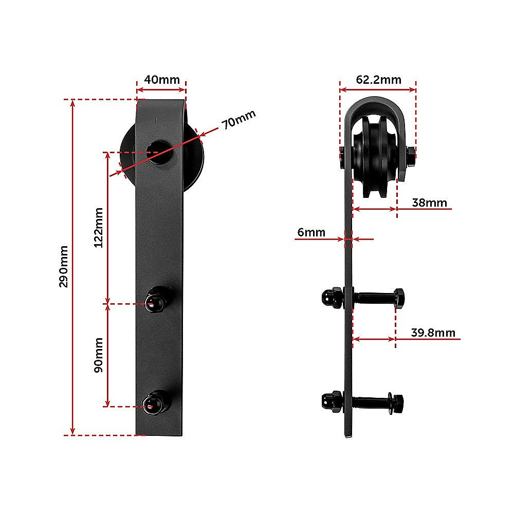 1.8m Sliding Barn Door Hardware Heavy Duty Sturdy Kit