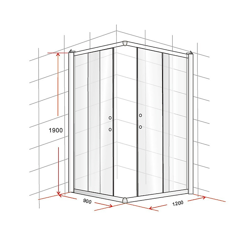 900 x 1200mm Sliding Door Nano Safety Glass Shower Screen By Della Francesca