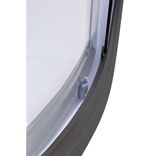 90 x 90cm Black Rounded Sliding 6mm Curved Shower Screen with White Base