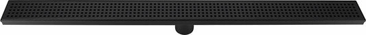 900mm Bathroom Shower Black Grate Drain w/Centre outlet Floor Waste Square Pattern