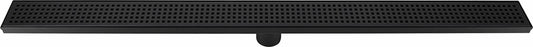 1000mm Bathroom Shower Black Grate Drain w/Centre outlet Floor Waste Square Pattern