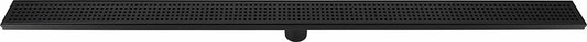 1200mm Bathroom Shower Black Grate Drain w/Centre outlet Floor Waste Square Pattern