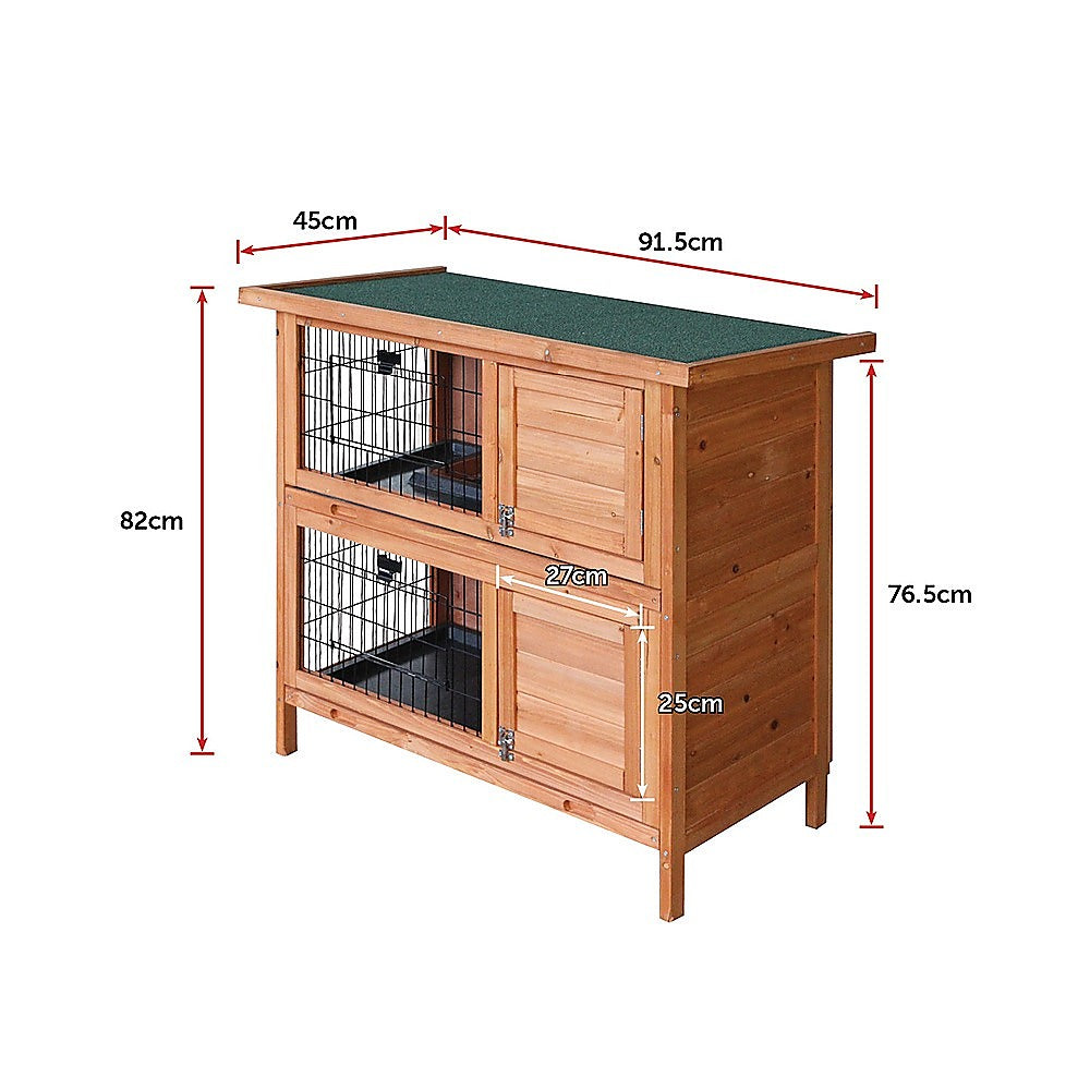 Large Rabbit Hutch with BASE Chicken Coop 2 Storey Guinea Pig Pet Cage House
