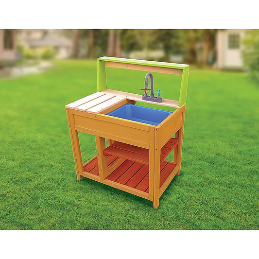 Children’s Outdoor Play Mud Kitchen Sand Pit with Display Shelf