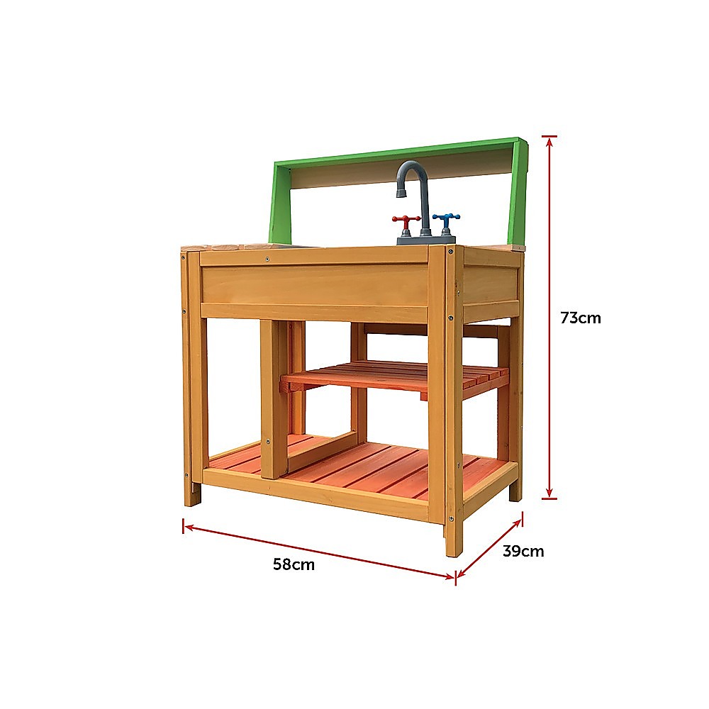 Children’s Outdoor Play Mud Kitchen Sand Pit with Display Shelf