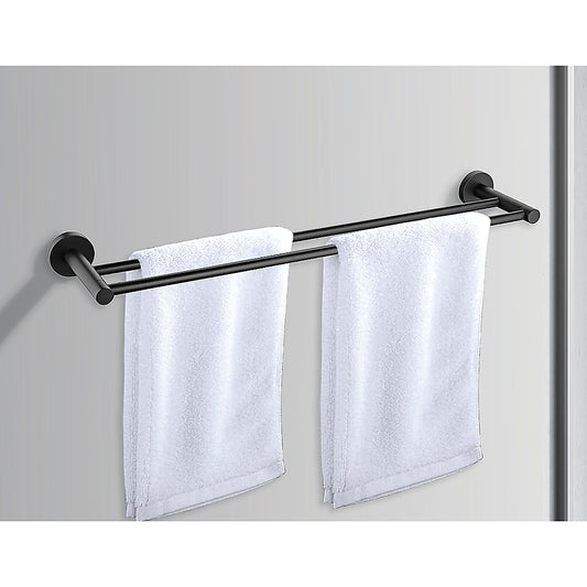 Double Classic Towel Bar Rail Bathroom Matte Black Finish