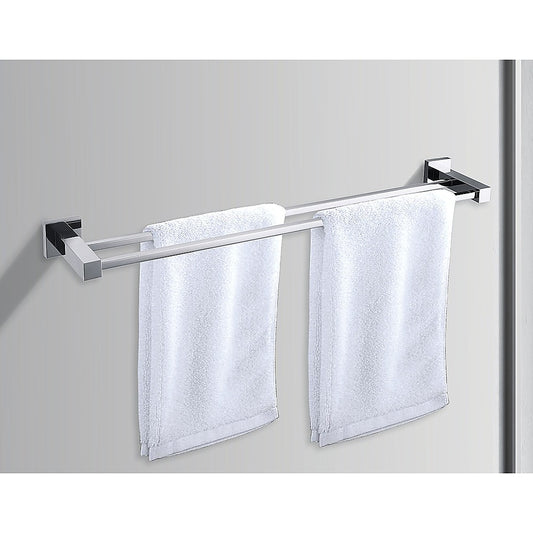 Double Classic Chrome Towel Bar Rail Bathroom