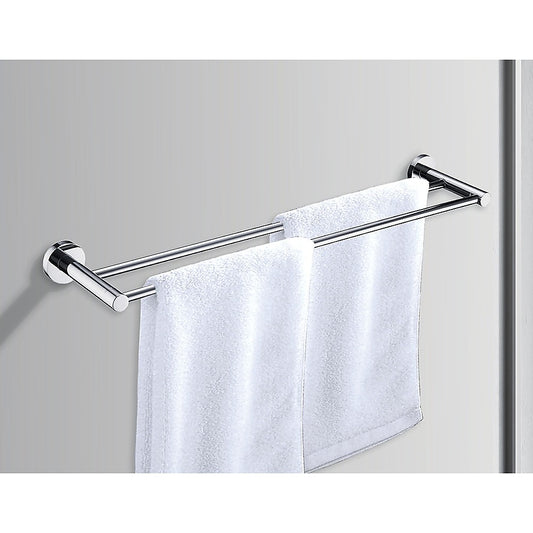 Double Classic Chrome Towel Bar Rail Bathroom