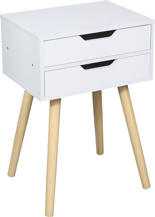 Wooden Bedside Table 2 Drawers Cabinet Storage Tall Night Stand