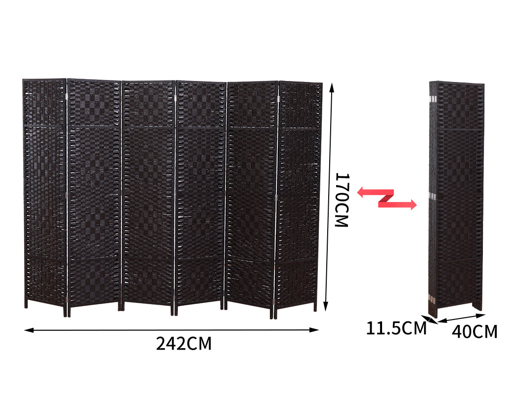 6 Panel Room Divider Screen Privacy Rattan Dividers Stand Fold
