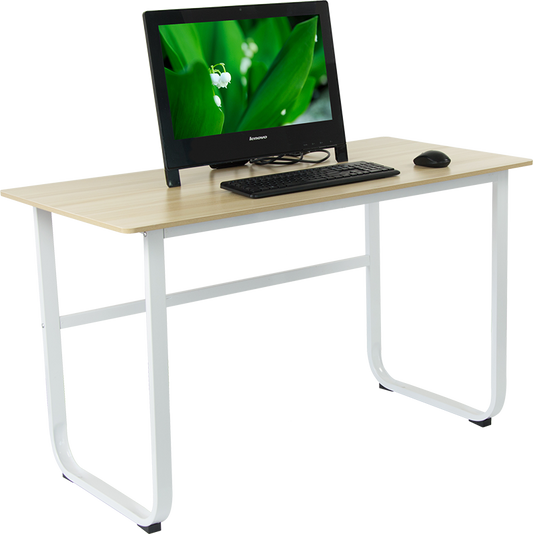 Wood & Steel Solid Computer Desk Home Office Furniture