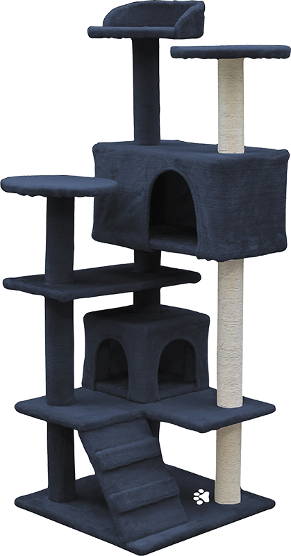 132cm Cat Tree Scratching Post Scratcher Tower Condo House Furniture Wood - Grey