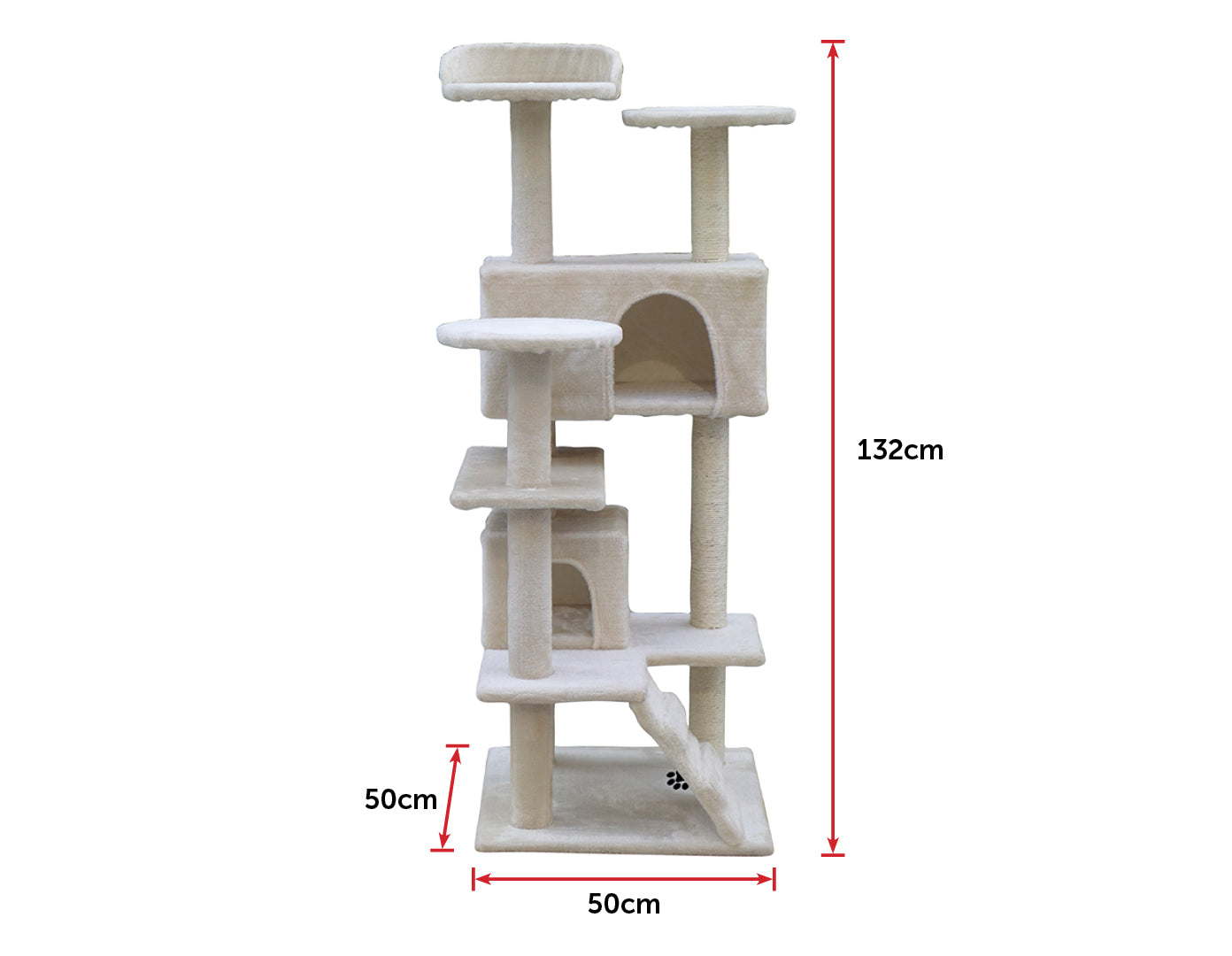 132cm Cat Tree Scratching Post Scratcher Tower Condo House Furniture Wood - Beige