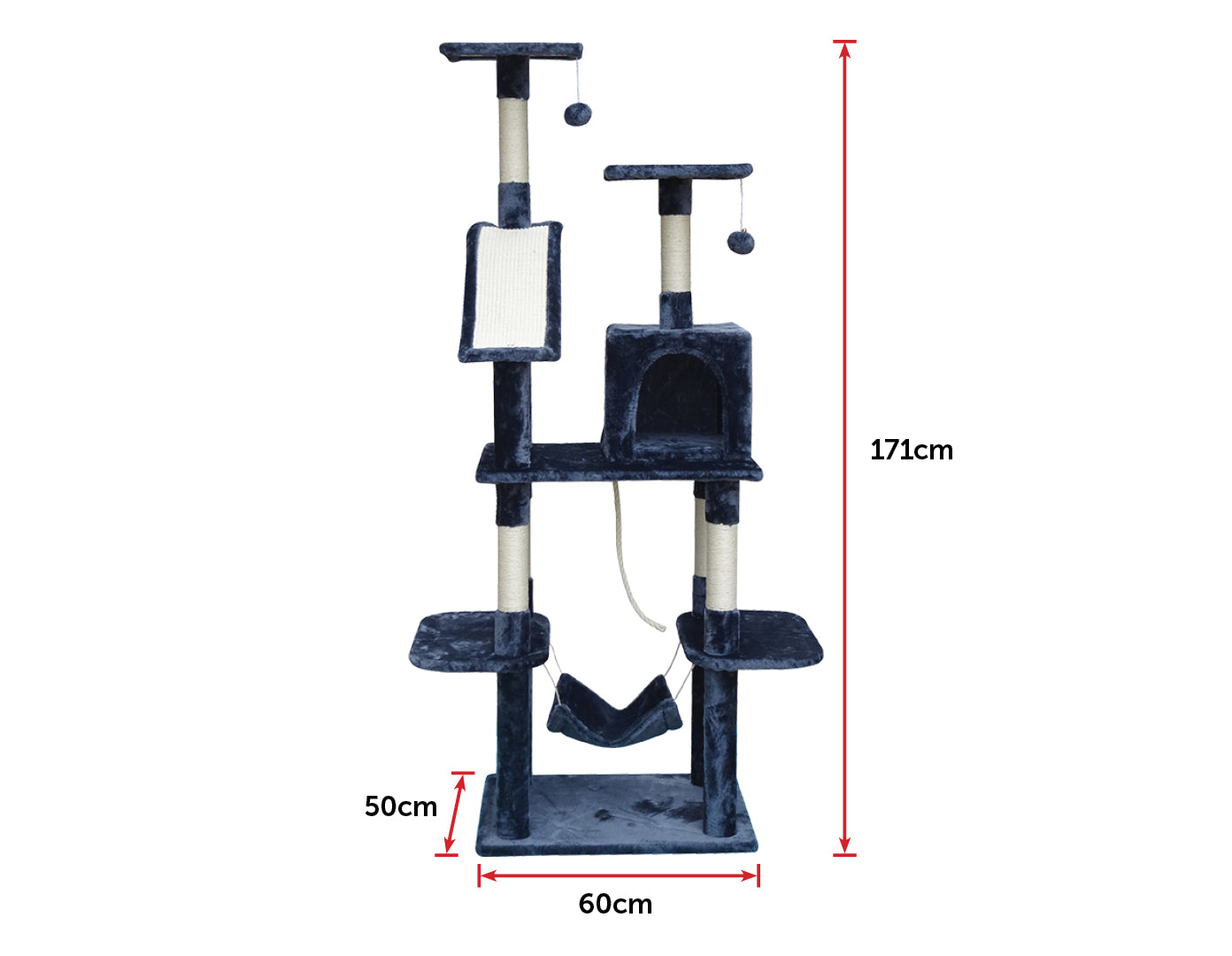 171cm Cat Tree Trees Scratching Post Scratcher Tower Condo House - Grey