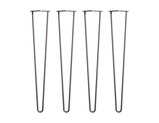 Set of 4 Industrial Retro Hairpin Table Legs 12mm Steel Bench Desk - 71cm Black