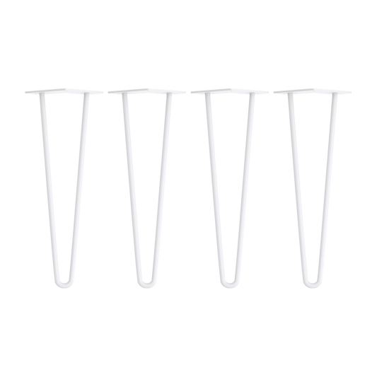 Set of 4 Industrial Retro Hairpin Table Legs 12mm Steel Bench Desk - 41cm White