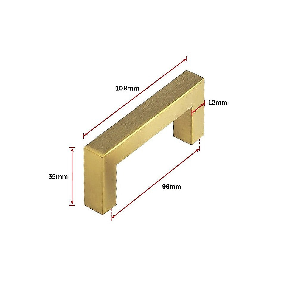15 x Brushed Brass Drawer Pulls Kitchen Cabinet Handles - Gold Finish 96mm