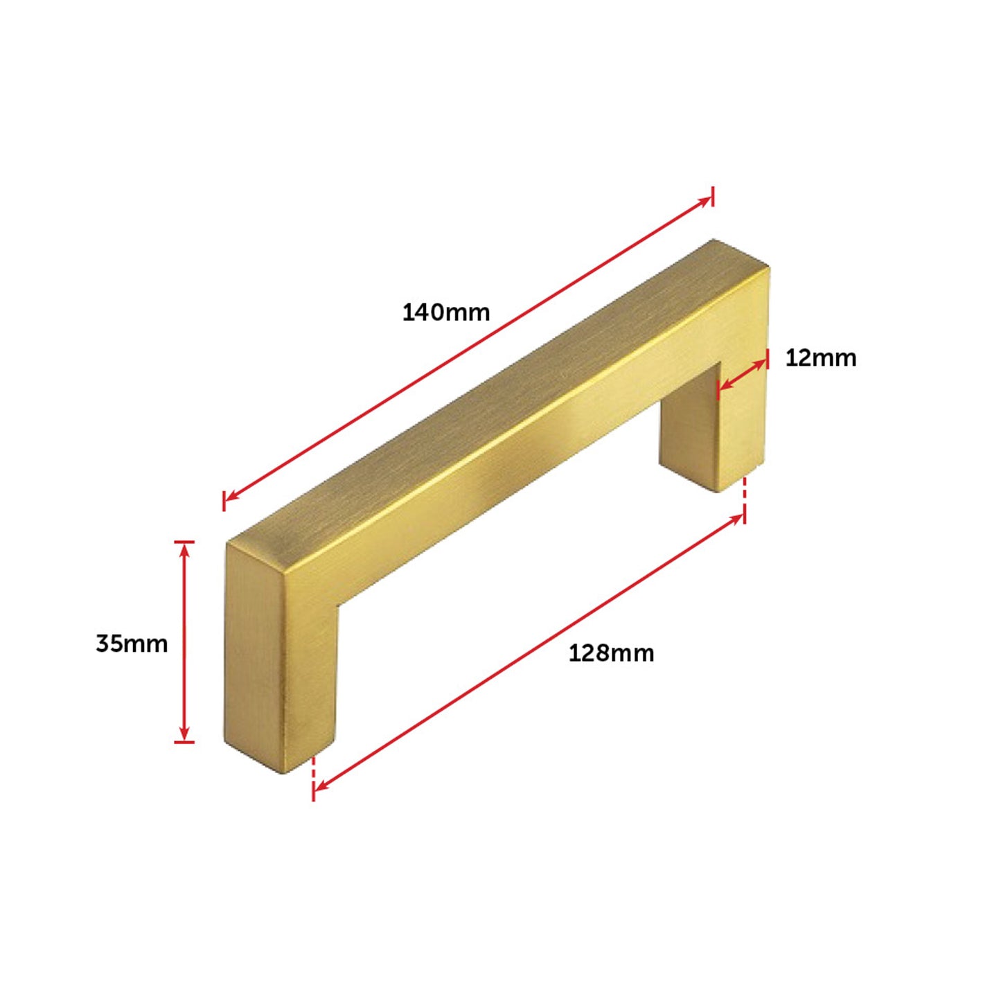 15 x Brushed Brass Drawer Pulls Kitchen Cabinet Handles - Gold Finish 128mm