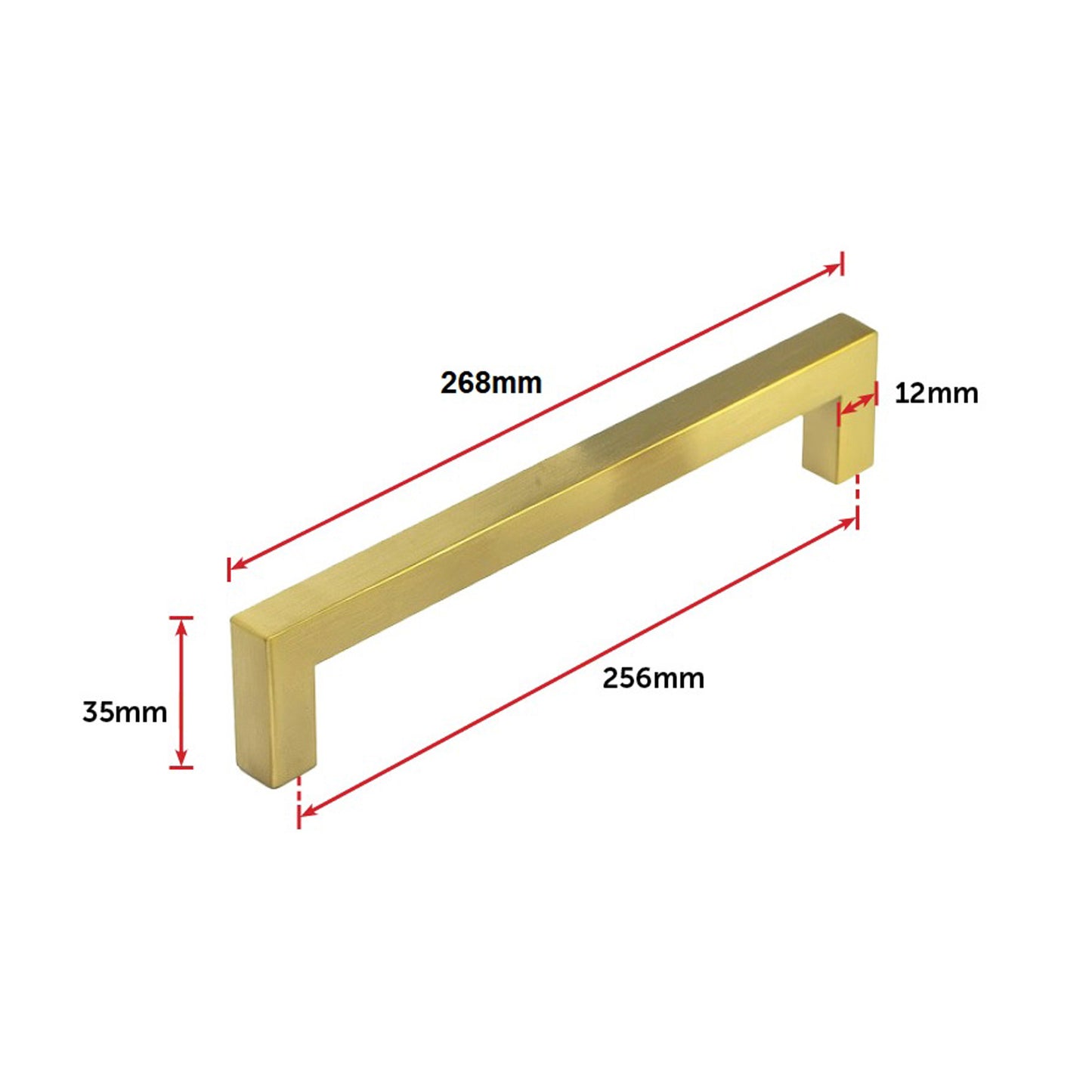 15 x Brushed Brass Drawer Pulls Kitchen Cabinet Handles - Gold Finish 256mm