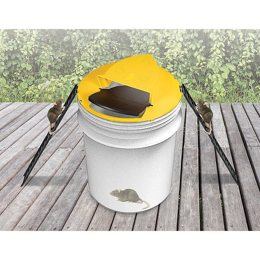 2x Flip N Slide Bucket Lid Mouse Rat Trap Automatic Mouse Trap With Ladder Reusable