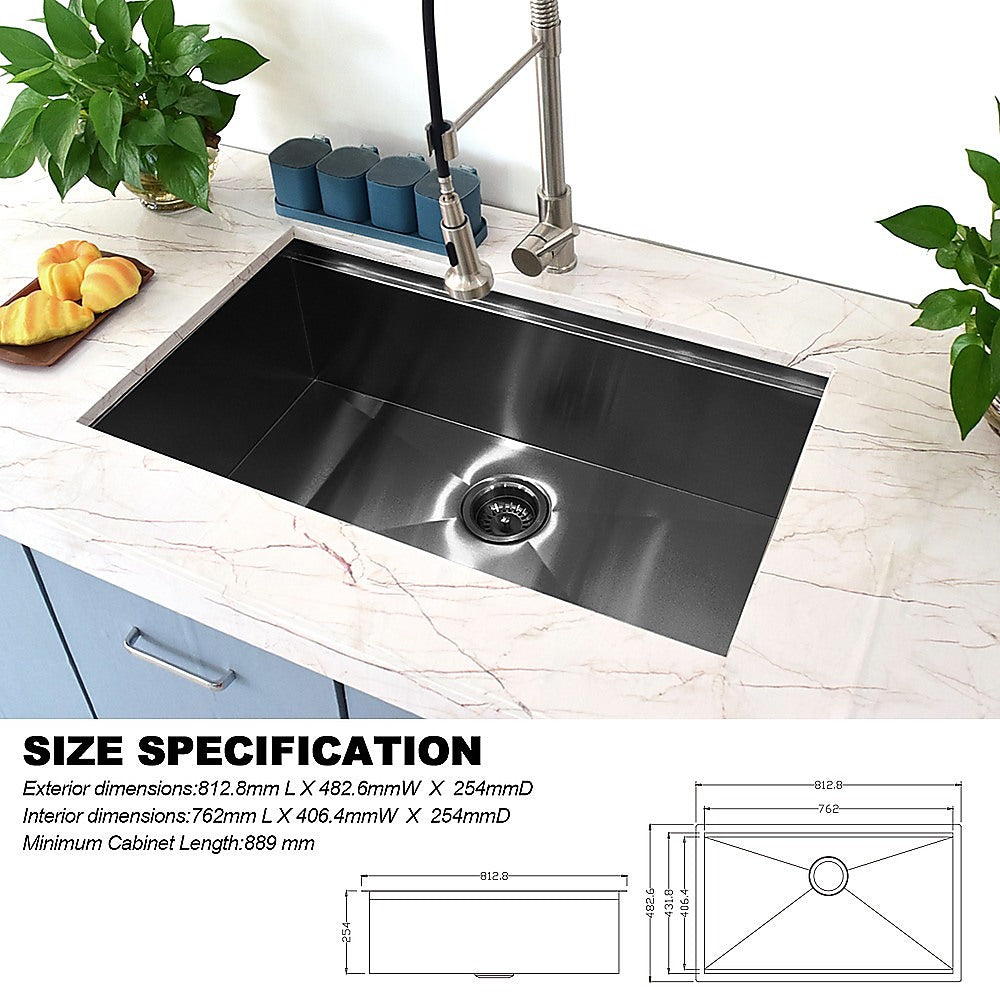 BRIENZ 32-inch Nano Workstation Ledge Undermount 16 Gauge Stainless Steel Kitchen Sink Single Bowl