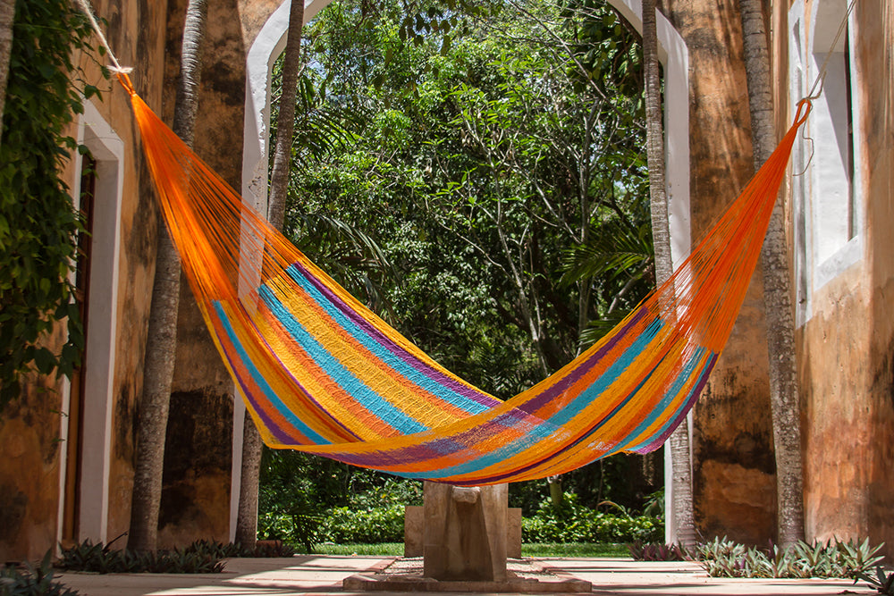 Mayan Legacy King Size Cotton Mexican Hammock in Alegra Colour