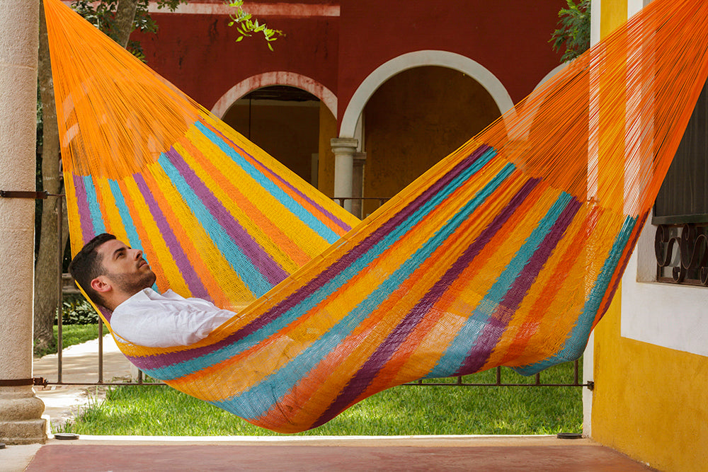 Mayan Legacy King Size Cotton Mexican Hammock in Alegra Colour