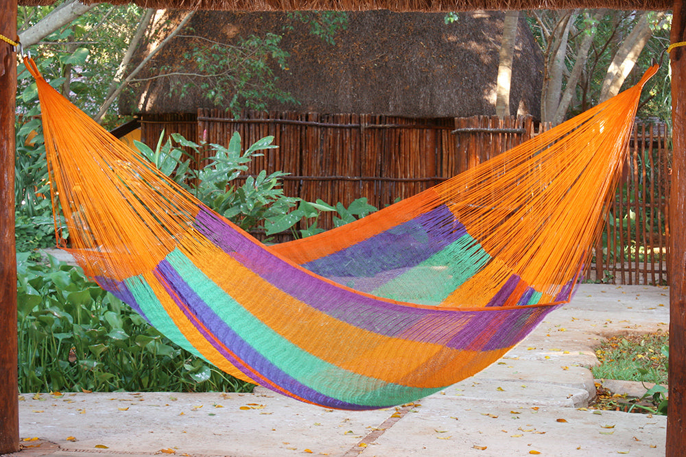 Mayan Legacy King Size Cotton Mexican Hammock in Alegra Colour
