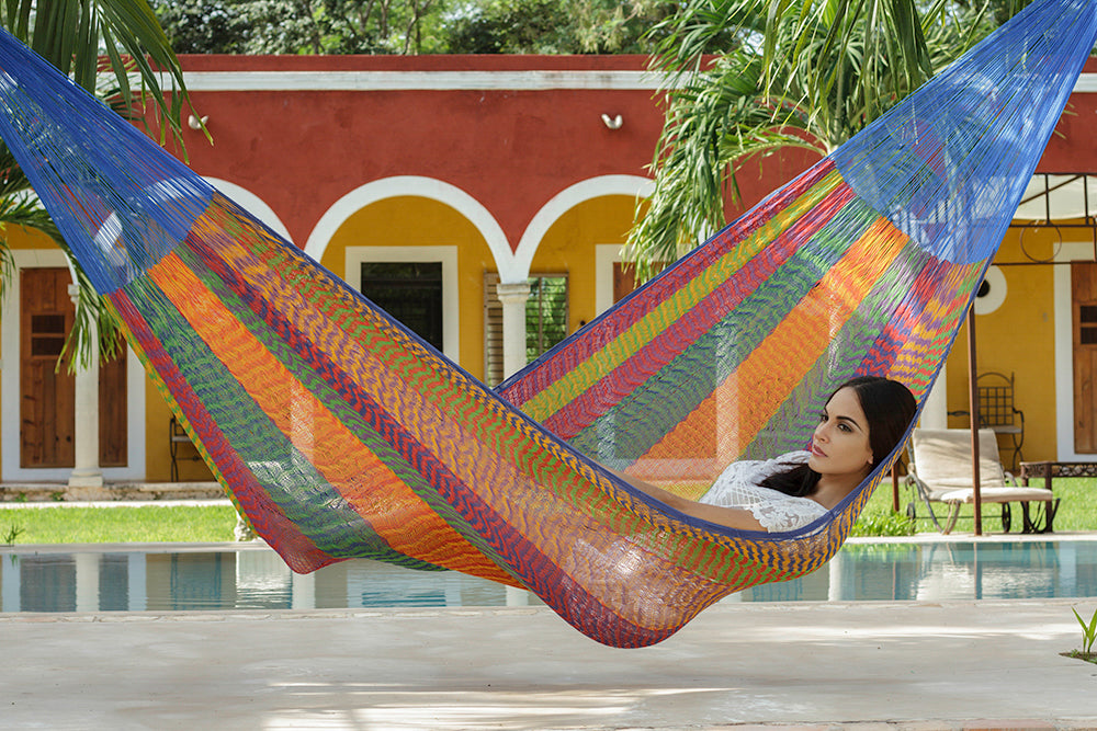 Mayan Legacy King Size Cotton Mexican Hammock in Mexicana Colour