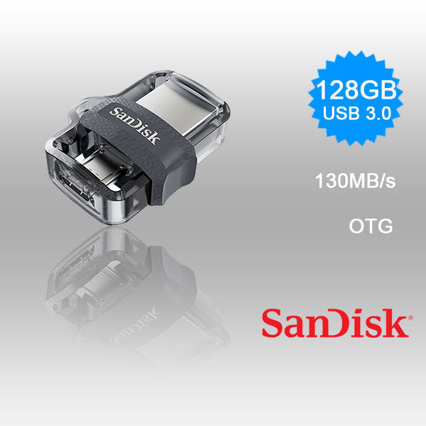 SANDISK OTG ULTRA DUAL USB DRIVE 3.0 FOR ANDRIOD PHONES 128GB 150MB/S SDDD3-128G